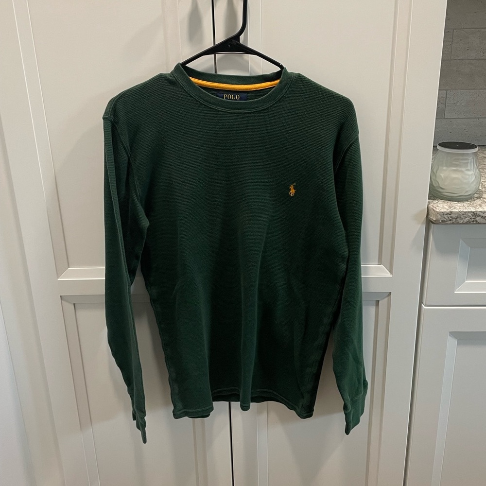 Polo Ralph Lauren Green Waffle Knit Long Sleeve Shirt